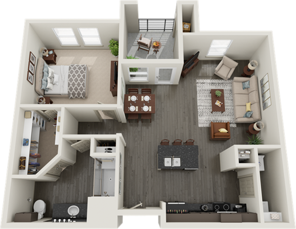 A Waketon unit with 1 Bedrooms and 1 Bathrooms with area of 890 sq. ft