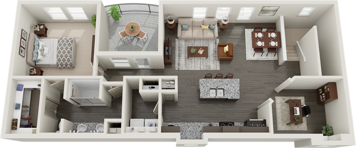 A Cross Timbers unit with 1 Bedrooms and 1 Bathrooms with area of 1077 sq. ft