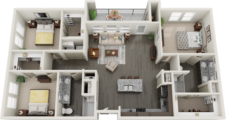 A Peters Colony unit with 3 Bedrooms and 2 Bathrooms with area of 1443 sq. ft